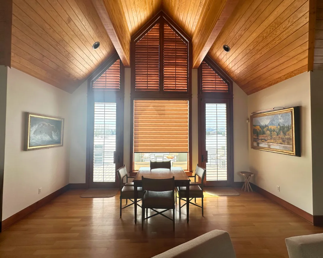 Window treatments installation in living area